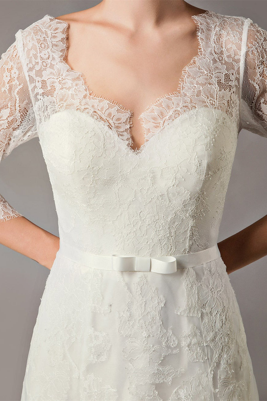 Robe de mariée mi-longue en dentelle Weitese